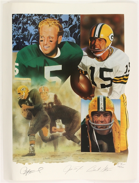 1990s Bart Starr Jim Taylor Paul Hornung Green Bay Packers Signed 21" x 28" Lithographs - Lot of 3 (JSA) 155, 188 & 190/500