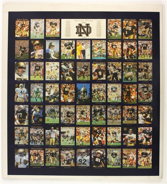 1988 Notre Dame Fighting Irish 26" x 28" Uncut Card Sheets w/ 60 Cards Each - Lot of 17