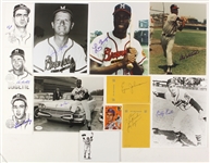 1980's-90's Milwaukee Braves Signed Photos Cuts Postcards - Lot of 19 (JSA)