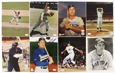1980's-90's Baseball Signed 8 x 10 Photos - Lot of 35 w/ Lou Boudreau, Herb Score, Bob Feller & More (JSA) 