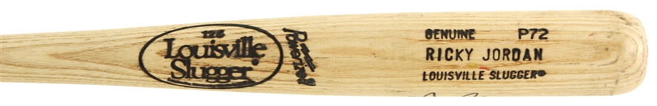 1988-89 Ricky Jordan Philadelphia Phillies Signed Louisville Slugger Professional Model Bat (MEARS LOA/JSA)