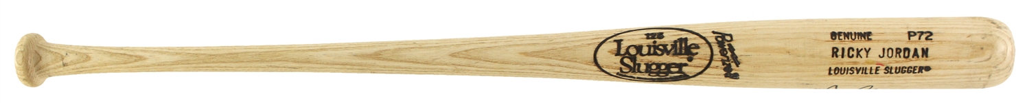 1988-89 Ricky Jordan Philadelphia Phillies Signed Louisville Slugger Professional Model Bat (MEARS LOA/JSA)