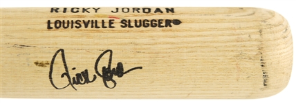 1988-89 Ricky Jordan Philadelphia Phillies Signed Louisville Slugger Professional Model Bat (MEARS LOA/JSA)