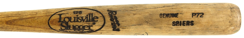 1990 Bill Spiers Milwaukee Brewers Signed Louisville Slugger Professional Model Game Used Bat (MEARS LOA/JSA)
