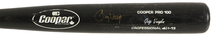 1990-93 Greg Vaughn Milwaukee Brewers Signed Cooper Professional Model Game Used Bat (MEARS LOA/JSA)