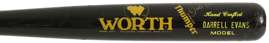 1988-89 Darrell Evans Tigers/Braves Signed Worth Professional Model Bat (MEARS LOA/JSA)