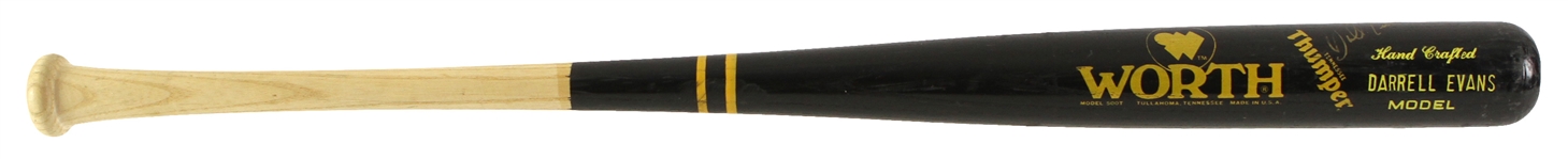 1988-89 Darrell Evans Tigers/Braves Signed Worth Professional Model Bat (MEARS LOA/JSA)