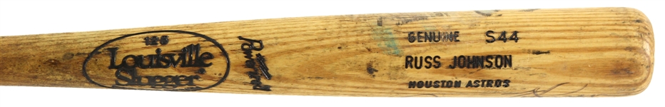 1998 Russ Johnson Houston Astros Signed Louisville Slugger Professional Model Game Used Bat (MEARS LOA/JSA)