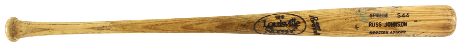 1998 Russ Johnson Houston Astros Signed Louisville Slugger Professional Model Game Used Bat (MEARS LOA/JSA)