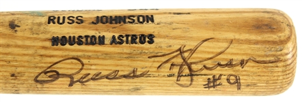 1998 Russ Johnson Houston Astros Signed Louisville Slugger Professional Model Game Used Bat (MEARS LOA/JSA)