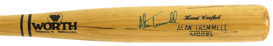 1990-91 Alan Trammell Detroit Tigers Signed Worth Professional Model Game Used Bat (MEARS LOA/JSA)