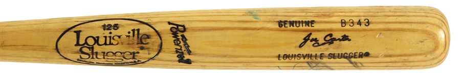 1986-89 Joe Carter Cleveland Indians Signed Louisville Slugger Professional Model Game Used Bat (MEARS LOA/JSA)