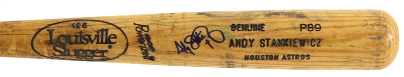 1994-95 Andy Stankiewicz Houston Astros Signed Louisville Slugger Professional Model Game Used Bat (MEARS LOA/JSA)