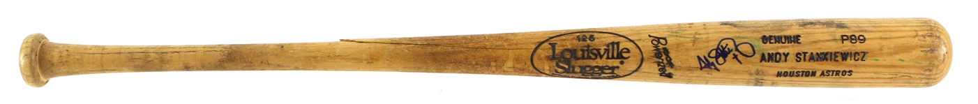 1994-95 Andy Stankiewicz Houston Astros Signed Louisville Slugger Professional Model Game Used Bat (MEARS LOA/JSA)
