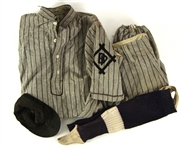1910s BP Game Worn Flannel Baseball Uniform w/ Jersey, Pants, Stirrups & Cap (MEARS LOA)