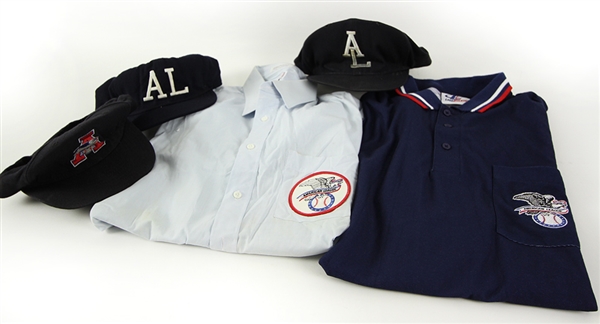 1970s-90s American League Umpire Game Worn Collection - Lot of 5 w/ 2 Shirts & 3 Caps (MEARS LOA)