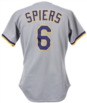 1990 Bill Spiers Milwaukee Brewers Signed Game Worn Road Jersey (MEARS LOA/JSA)