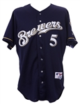 2000 Geoff Jenkins Milwaukee Brewers Signed Game Worn Alternate Jersey (MEARS LOA/JSA)
