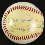 1987 Mickey Mantle New York Yankees Signed OAL Brown Painted Baseball (JSA)