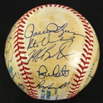 1991 Old Timers Game Multi Signed OAL Brown Baseball w/ 19 Signatures Including Rollie Fingers, Bob Lemon, Pete Vuckovich & More (JSA)