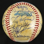 1991 Old Timers Game Multi Signed OAL Brown Baseball w/ 19 Signatures Including Rollie Fingers, Bob Lemon, Pete Vuckovich & More (JSA)