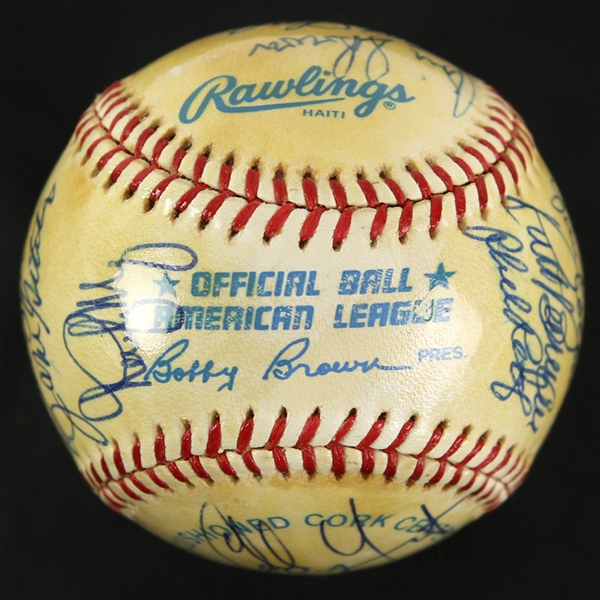 1985-89 Milwaukee Brewers New York Yankees Old Timers Game Multi Signed OAL Brown Baseball w/ 21 Signatures Including Johnny Mize, Enos Slaughter, Sparky Lyle & More (JSA)