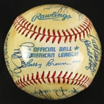 1985-89 Milwaukee Brewers New York Yankees Old Timers Game Multi Signed OAL Brown Baseball w/ 21 Signatures Including Johnny Mize, Enos Slaughter, Sparky Lyle & More (JSA)