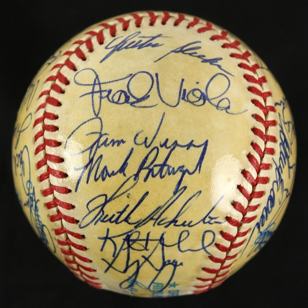 1988 Minnesota Twins Team Signed OAL Brown Baseball w/ 33 Signatures Including Kirby Puckett, Bert Blyleven, Kent Hrbek & More (JSA)