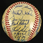 1988 Minnesota Twins Team Signed OAL Brown Baseball w/ 33 Signatures Including Kirby Puckett, Bert Blyleven, Kent Hrbek & More (JSA)