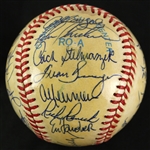 1988 Minnesota Twins Team Signed OAL Brown Baseball w/ 33 Signatures Including Kirby Puckett, Bert Blyleven, Kent Hrbek & More (JSA)