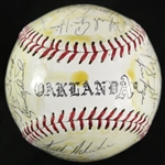 1986 Oakland Ahtletics Team Signed Logo Baseball w/ 27 Signatures Including Jose Canseco, Dusty Baker, Jose Rijo & More (JSA)