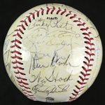1986 Oakland Ahtletics Team Signed Logo Baseball w/ 27 Signatures Including Jose Canseco, Dusty Baker, Jose Rijo & More (JSA)
