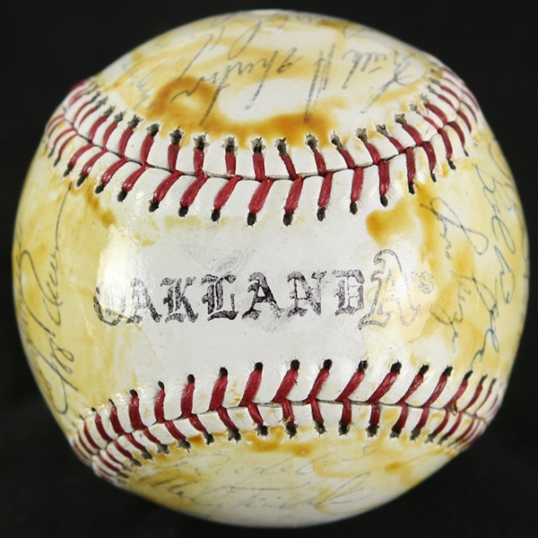 1986 Oakland Ahtletics Team Signed Logo Baseball w/ 27 Signatures Including Jose Canseco, Dusty Baker, Carney Lansford & More (JSA)