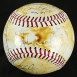1986 Oakland Ahtletics Team Signed Logo Baseball w/ 27 Signatures Including Jose Canseco, Dusty Baker, Carney Lansford & More (JSA)