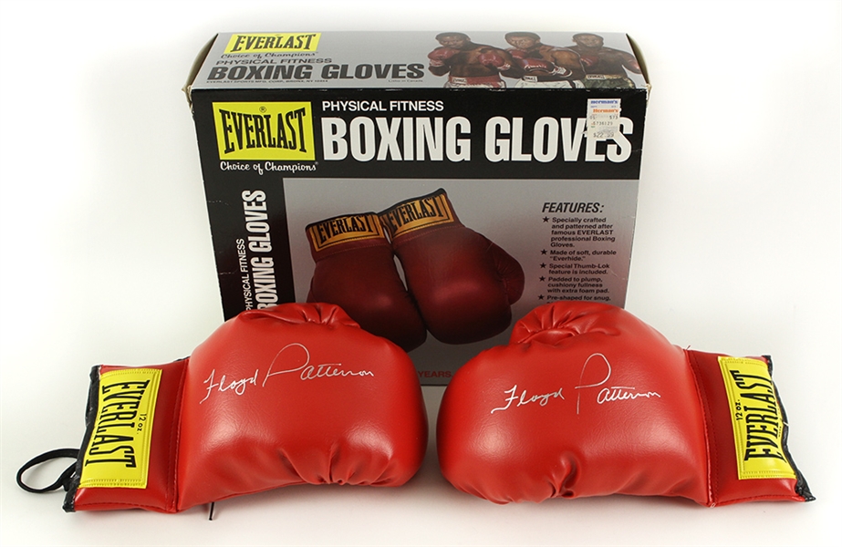 1980s Floyd Patterson World Heavyweight Champion Signed Everlast Boxing Gloves - Pair of 2 w/ Original Box (JSA)
