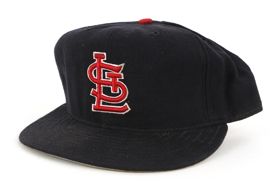 1993 Ozzie Smith St. Louis Cardinals Game Worn Road Cap (MEARS LOA/Player Letter)