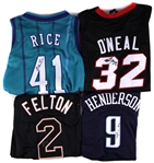 2000s Shaquille ONeal Glen Rice Gerald Henderson Raymond Felton Signed Jerseys - Lot of 4 (JSA)