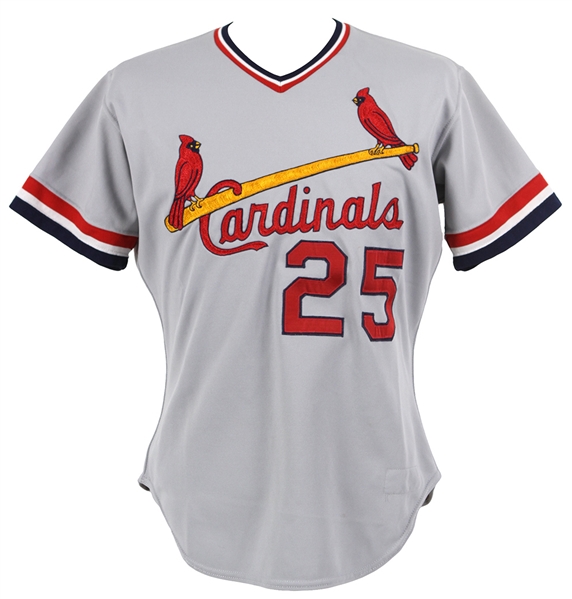 1985 Brian Harper St. Louis Cardinals Game Worn Road Jersey (MEARS LOA)