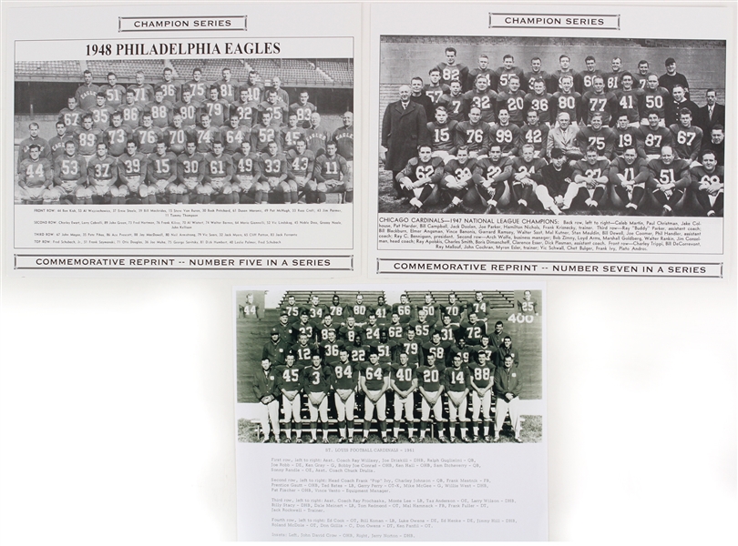 1947-61 Philadelphia Eagles Chicago/St. Louis Cardinals Team Photos - Lot of 3