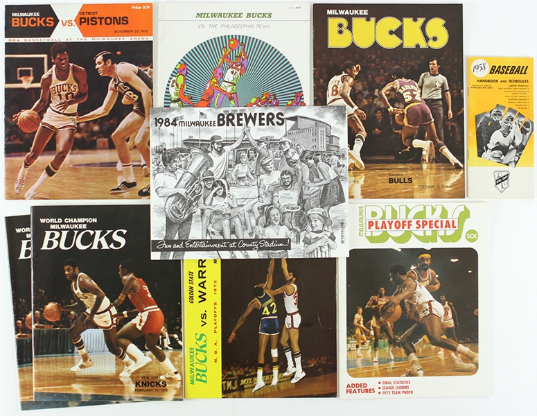 1958-84 Milwaukee Bucks Milwaukee Brewers Publications - Lot of 9