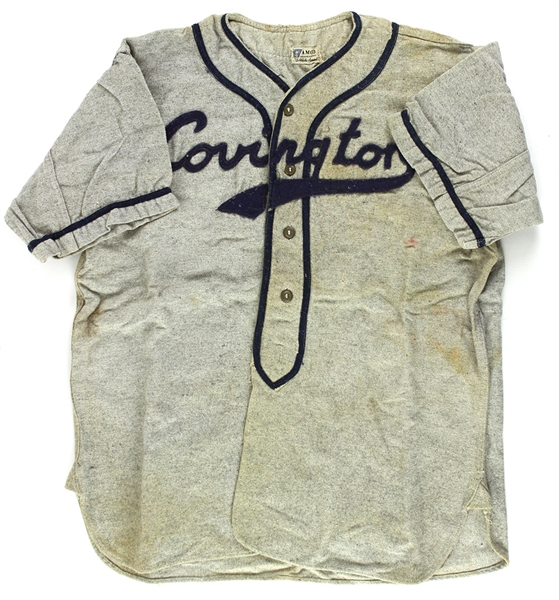1940s Covington Game Worn Amco Flannel Baseball Uniform (MEARS LOA)
