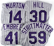2009 Colorado Rockies Game Worn Road Jersey Collection - Lot of 4 (MEARS LOA/Team Letters/JSA)