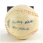 1956-57 Milwaukee Braves Facsimile Signed Northern Bank Baseball Shaped Coin Bank