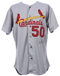 1995 Tom Henke St. Louis Cardinals Signed Game Worn Road Jersey (MEARS LOA/JSA) Final Season