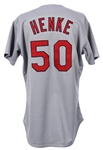 1995 Tom Henke St. Louis Cardinals Signed Game Worn Road Jersey (MEARS LOA/JSA) Final Season