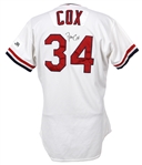 1989 Danny Cox St. Louis Cardinals Signed Home Jersey w/ AAB Jr. Memorial Patch (MEARS LOA/JSA)