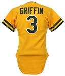 1985 Alfredo Griffin Oakland Athletics Game Worn Alternate Jersey (MEARS LOA)