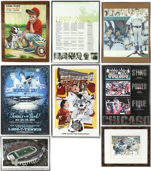 Assorted Sports Lot 1980s to Present: Pins, Programs, Guides, Games, Prints