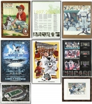 Assorted Sports Lot 1980s to Present: Pins, Programs, Guides, Games, Prints