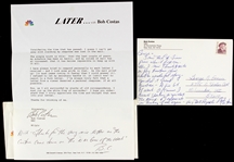 1990 Bob Costas NBC Sports Singed Postcard & Form Letter w/ Handwritten Note - Lot of 2 (JSA)